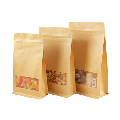 Купить Квадратный дно 140mico биоразлагаемый Kraft Pouch мешок с окном online manufacture