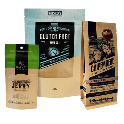 Купить Напечатанные на заказ Ziplock Kraft Stand Up Pouches Ламинированные биоразлагаемые для говядины online manufacture