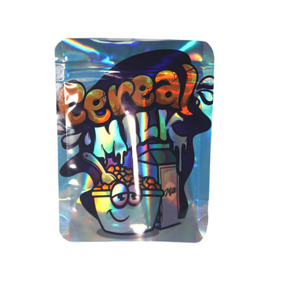 Голографический эффект Стоять вверх сумка матовый рваный зацепки сумка с молниеносной резьбой