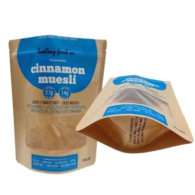 Коричневая бумага Kraft Stand Up Pouch водонепроницаемая мега-замыкаемые пакеты ODM